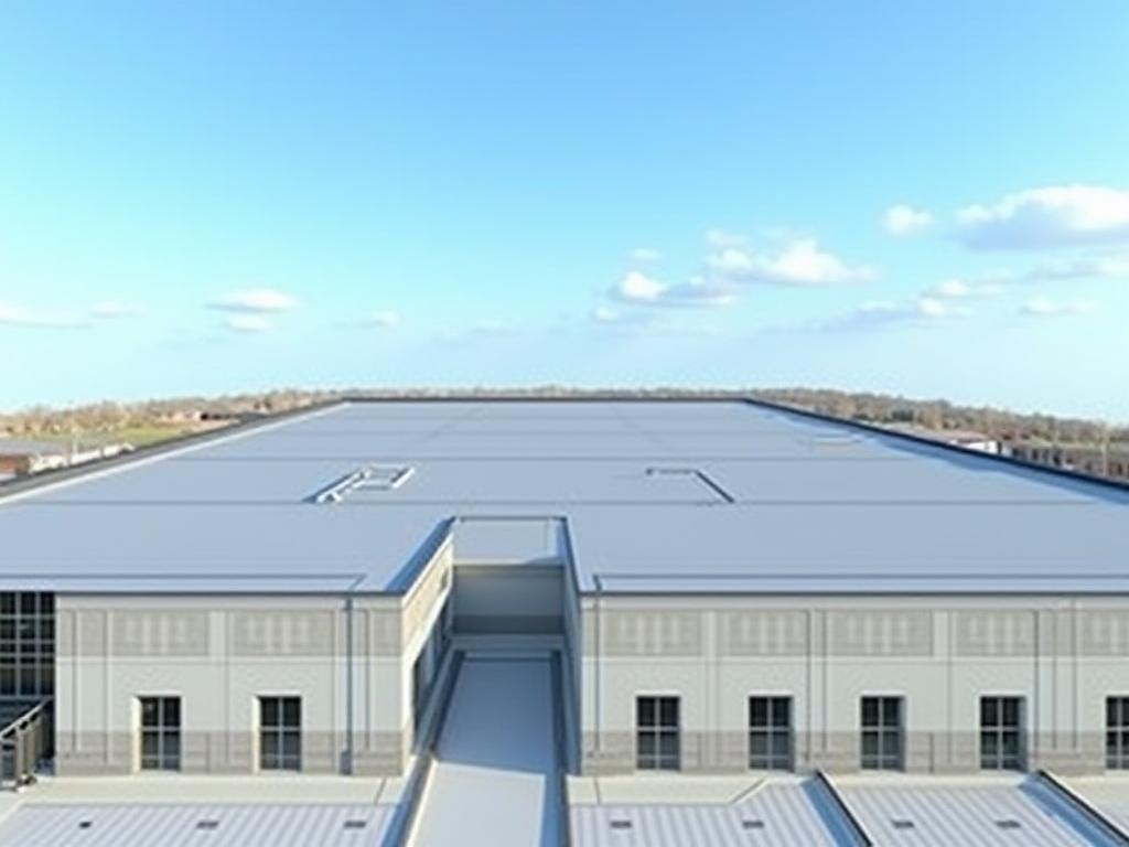 Large commercial flat roof completed by J P Lahr & Sons, with modern architecture.